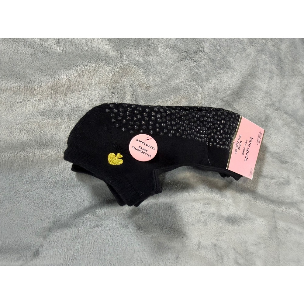 Kate Spade New York 2 Pair Black No Show Barre Socks Grip Bottom One Size NWT